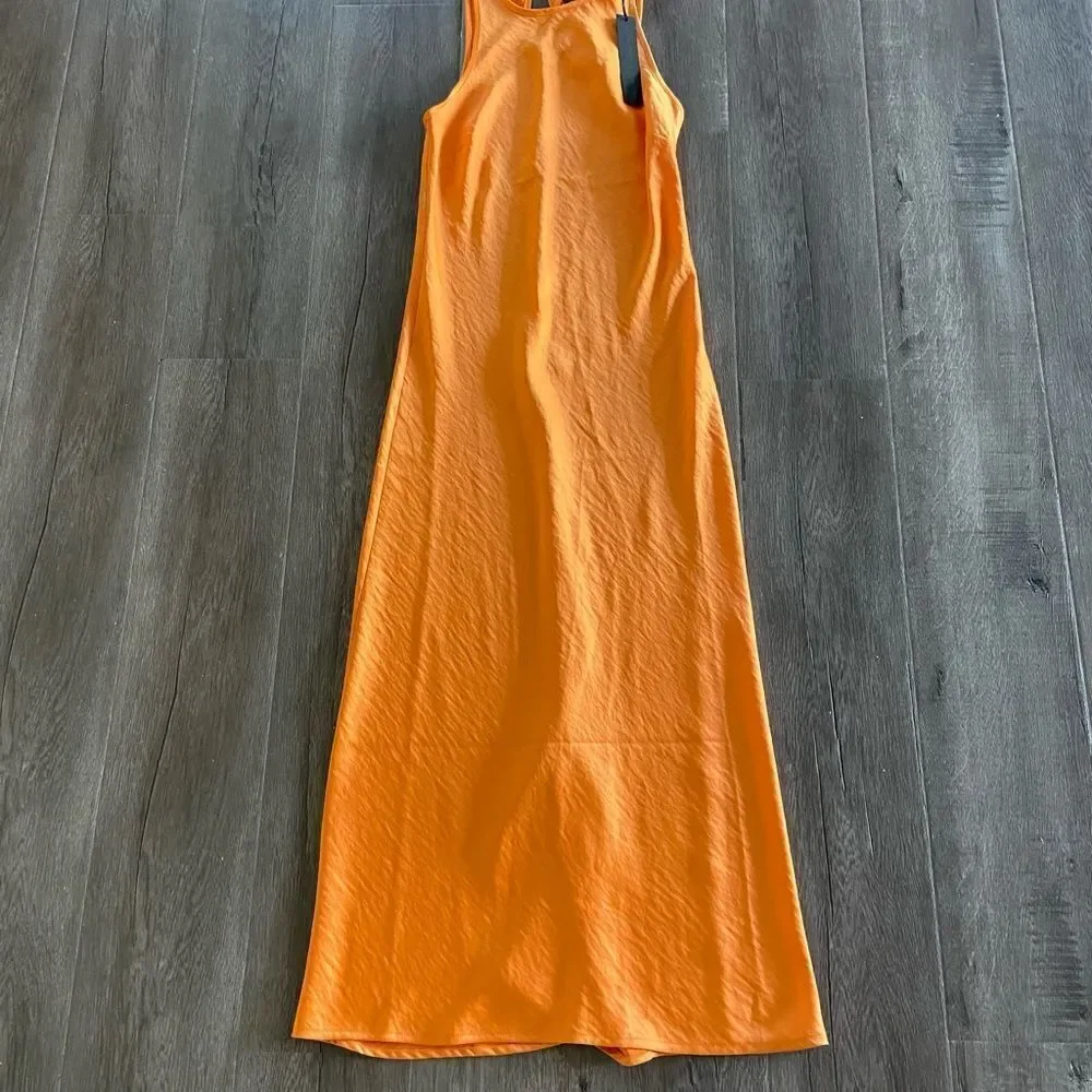 House of Harlow 1960 Orange Satin Midi Dress - Picture 6 of 6